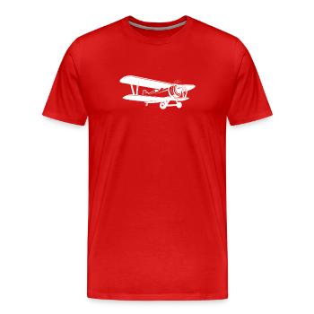 Flugzeug Propeller Doppeldecker T-Shirt - Männer Premium Bio T-Shirt - Rot - Vorne - Damien (186cm)