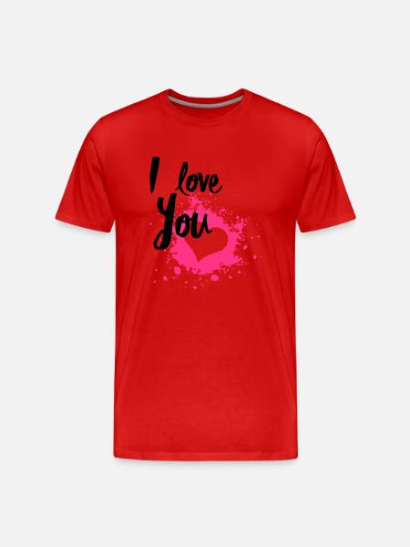 I Love You - Maglietta ecologica premium da uomo - rosso