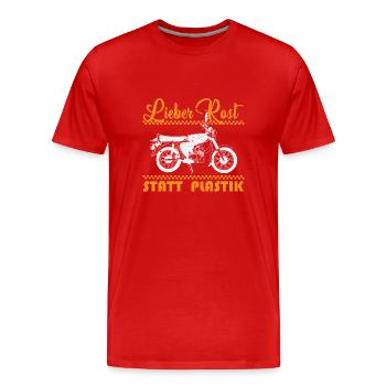 Lieber Rost statt Plastik Simson DDR - Männer Premium Bio T-Shirt - Rot - Vorne - Damien (186cm)