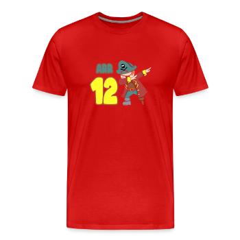Arr 12th Birthday Dabbing Pirate Boy Twelve 12 - Men's Premium Organic T-Shirt - red - Front - Damien (186cm)
