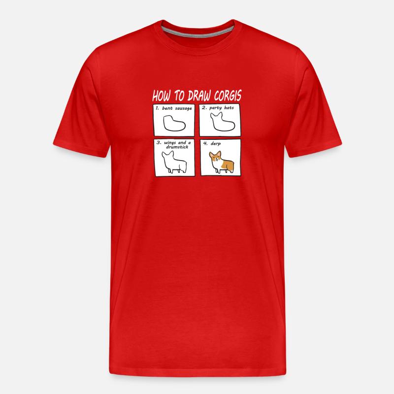 corgi - Männer Premium Bio T-Shirt - Rot