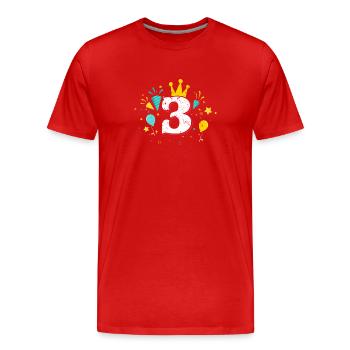 Les gars 3.anniversaire cadeau - T-shirt bio Premium Homme - rouge - Devant - Damien (186cm)