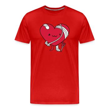 heart wounded broken patient doctored ill l - Men's Premium Organic T-Shirt - red - Front - Damien (186cm)
