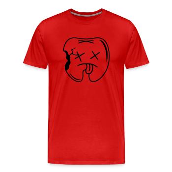 comic caries hole in the tooth - Men's Premium Organic T-Shirt - red - Front - Damien (186cm)