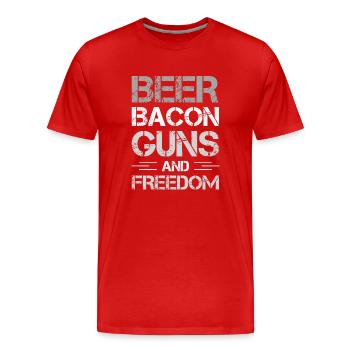 Beer Bacon Guns And Freedom wh - Men's Premium Organic T-Shirt - red - Front - Damien (186cm)