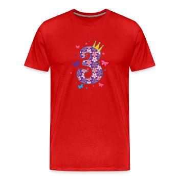 3ème anniversaire fille fille princesse - T-shirt bio Premium Homme - rouge - Devant - Damien (186cm)