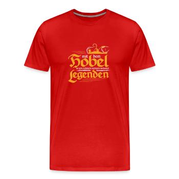 Schreiner mit dem Hobel in den Händen - Männer Premium Bio T-Shirt - Rot - Vorne - Damien (186cm)