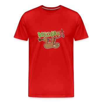 Vintage bouldering climbing sloth gift - Men's Premium Organic T-Shirt - red - Front - Damien (186cm)