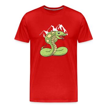 Montagnes désert serpent boa cobra sauvage animal nature - T-shirt bio Premium Homme - rouge - Devant - Damien (186cm)