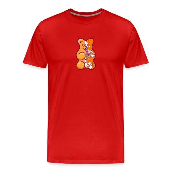 Orange Gummibärchen Anatomie - Männer Premium Bio T-Shirt - Rot - Vorne - Damien (186cm)