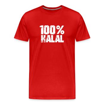 100 Prozent Halal - Männer Premium Bio T-Shirt - Rot - Vorne - Damien (186cm)