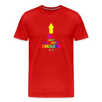 Kinder Schulanfänger Schulanfang Schulkind 2021 - Männer Premium Bio T-Shirt - Rot - Vorne - Damien (186cm)