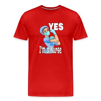 Lustige Pflegekraft Gesundheitswesen Krankenschwes - Männer Premium Bio T-Shirt - Rot - Vorne - Damien (186cm)