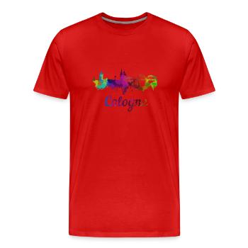 Cologne skyline colorful - Men's Premium Organic T-Shirt - red - Front - Damien (186cm)