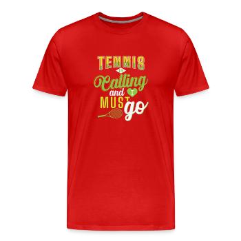 Tennis "Le tennis appelle" - T-shirt bio Premium Homme - rouge - Devant - Damien (186cm)