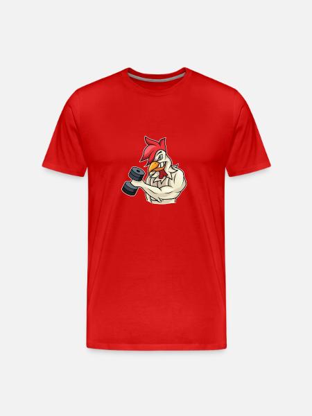 Rooster Chicken Fitness Bodybuilder Gave - Herre Premium T-shirt økologisk - rød