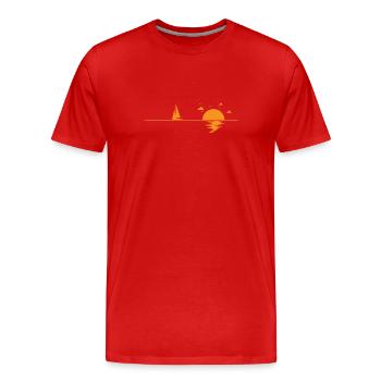 Naviguer dans la mer au coucher du soleil - T-shirt bio Premium Homme - rouge - Devant - Damien (186cm)