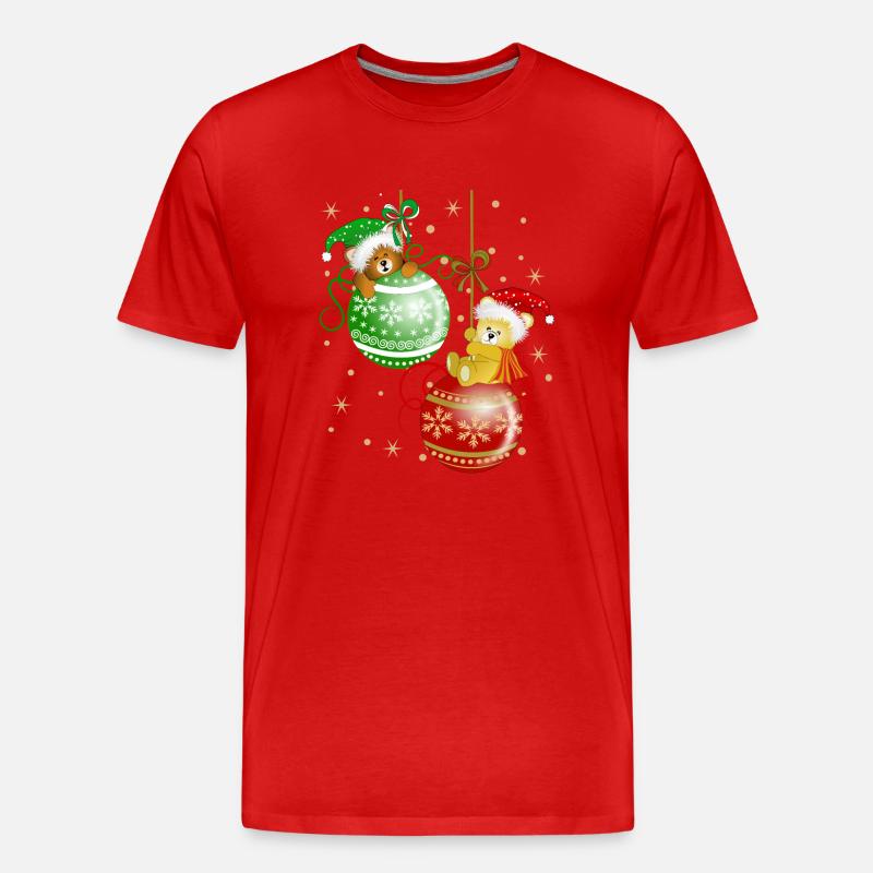 Bärchen auf Weihnachtskugeln Bär Weihnachtsdeko - Männer Premium Bio T-Shirt - Rot