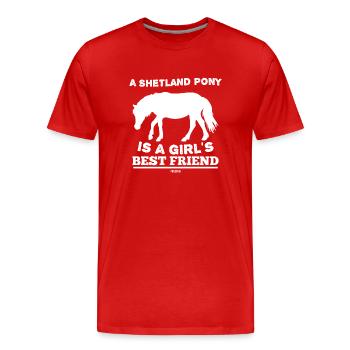 Petite amie poney Shetland - T-shirt bio Premium Homme - rouge - Devant - Damien (186cm)