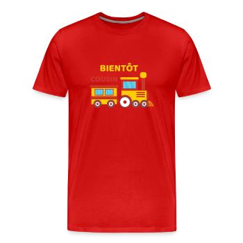 Bientôt Cousin Loco - Männer Premium Bio T-Shirt - Rot - Vorne - Damien (186cm)