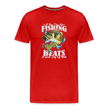 Drôle dictons travail pêcheur cadeau bourreau de travail - T-shirt bio Premium Homme - rouge - Devant - Damien (186cm)