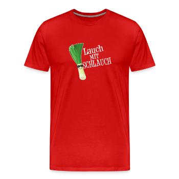 Lauch Mit Schlauch Fitness Lustiges Geschenk Dünn - Männer Premium Bio T-Shirt - Rot - Vorne - Damien (186cm)