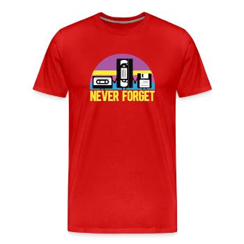 ne jamais oublier la disquette de cassette vhs - T-shirt bio Premium Homme - rouge - Devant - Damien (186cm)