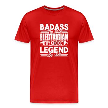Electrician Electrician By Choice - Men's Premium Organic T-Shirt - red - Front - Damien (186cm)