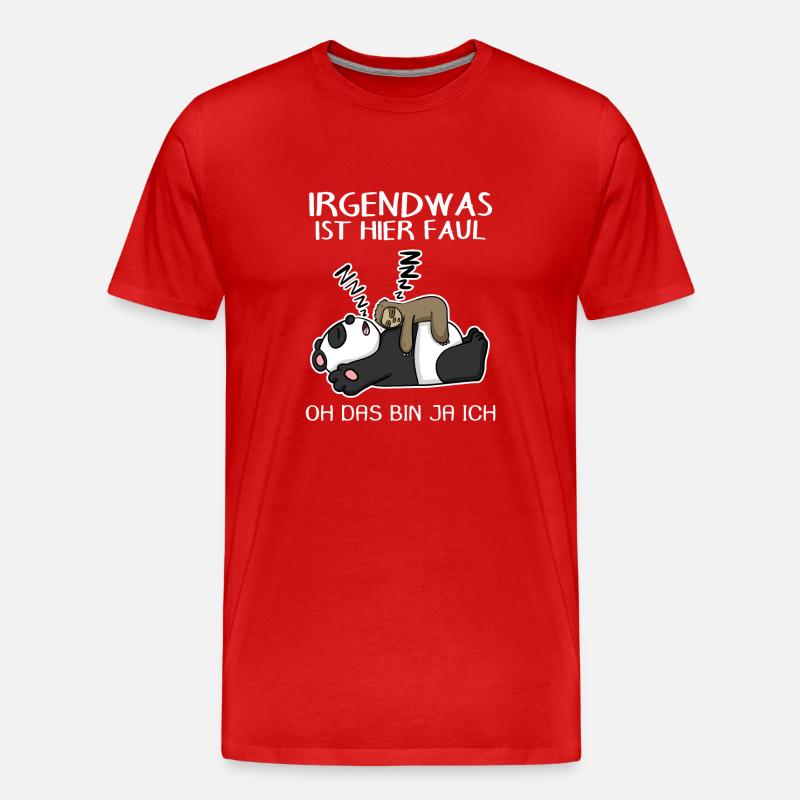 Faultier Spruch Panda Bär - Männer Premium Bio T-Shirt - Rot