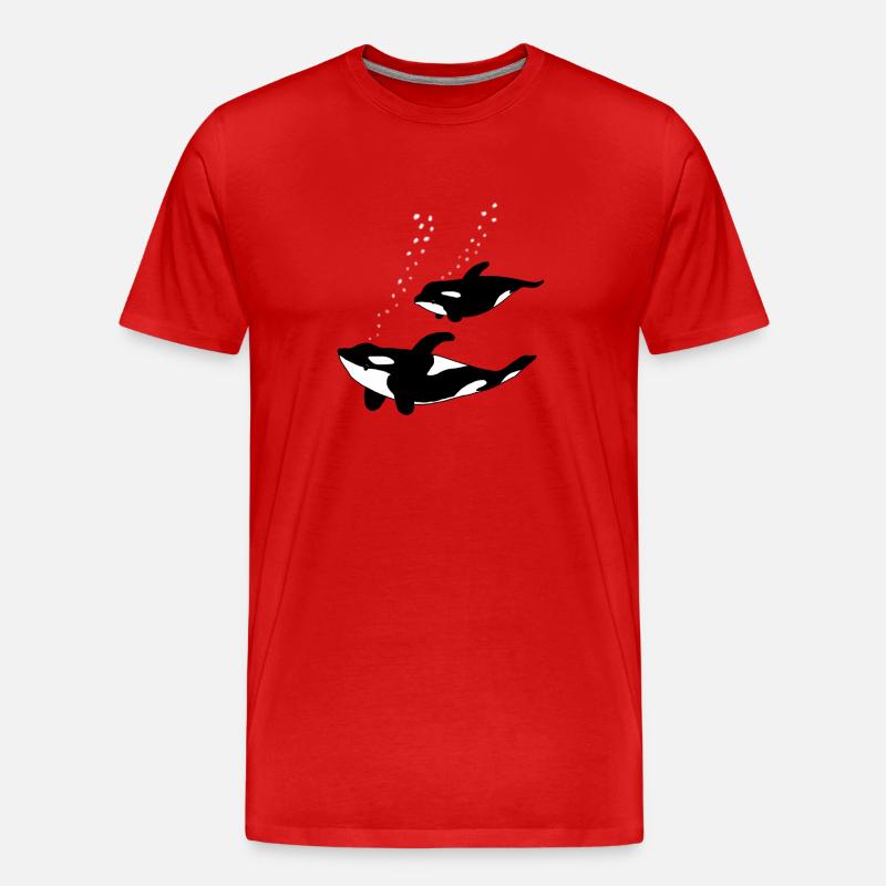 Orca Mutter mit Kind - Männer Premium Bio T-Shirt - Rot