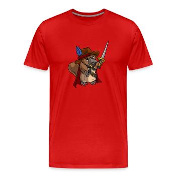 Cute platypus musketeer design for animal f - Men's Premium Organic T-Shirt - red - Front - Damien (186cm)