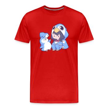Mädchen Pinguin Kostüm Südpol Nordpol - Männer Premium Bio T-Shirt - Rot - Vorne - Damien (186cm)