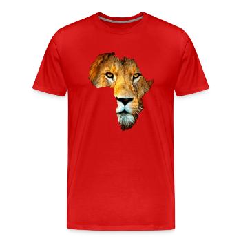 Lion Tête de Lion Afrique continent Enseignement carte - T-shirt bio Premium Homme - rouge - Devant - Damien (186cm)