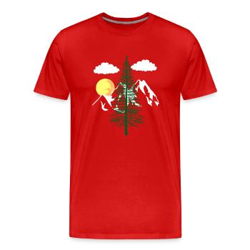 nature nature nature montagne arbres amoureux de la nature écologie - T-shirt bio Premium Homme - rouge - Devant - Damien (186cm)