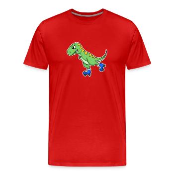 Inline Skating dinosaure - T-shirt bio Premium Homme - rouge - Devant - Damien (186cm)