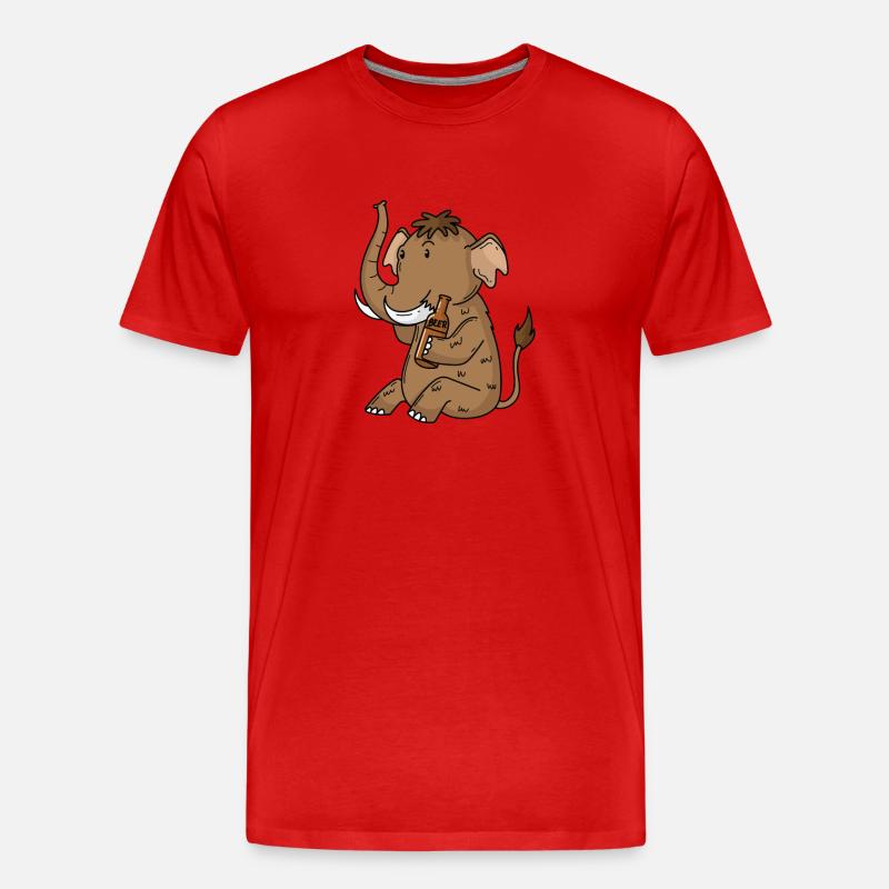 Mammut mit einem Bier - Männer Premium Bio T-Shirt - Rot