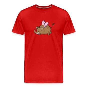Mammoth with angel wings - Men's Premium Organic T-Shirt - red - Front - Damien (186cm)