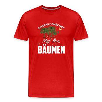 DAS GELD WÄCHST AUF DEN BÄUMEN - Männer Premium Bio T-Shirt - Rot - Vorne - Damien (186cm)