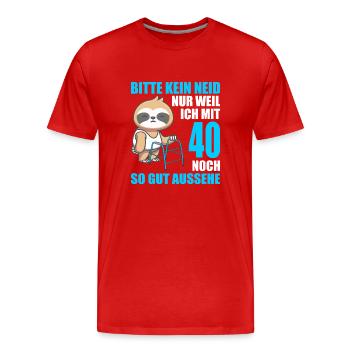 40. Geburtstag 40 Jahre Faultier Faultiere - Männer Premium Bio T-Shirt - Rot - Vorne - Damien (186cm)