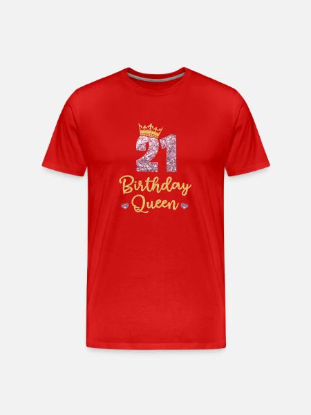21e verjaardag Koningin 21 jaar Eenentwintig jaar - Mannen premium biologisch T-shirt - rood