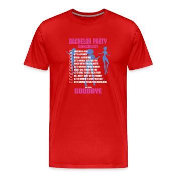 Bachelor Party Checklist - Men's Premium Organic T-Shirt - red - Front - Damien (186cm)
