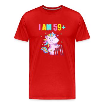 60 ans de licorne J’ai 59 ans+ 60 ans - T-shirt bio Premium Homme - rouge - Devant - Damien (186cm)