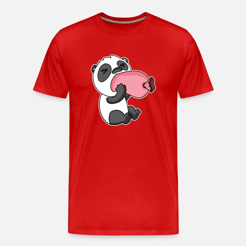 Panda mit Wurst - Männer Premium Bio T-Shirt - Rot