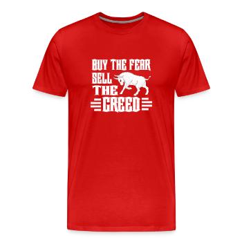 STOCK MARKET/FOREX TRADER buy fear sell greed - Männer Premium Bio T-Shirt - Rot - Vorne - Damien (186cm)