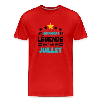 Les infirmiers de légende juillet cadeau infirmier - T-shirt bio Premium Homme - rouge - Devant - Damien (186cm)