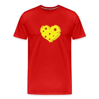 Morceaux de fromage en forme de coeur - T-shirt bio Premium Homme - rouge - Devant - Damien (186cm)