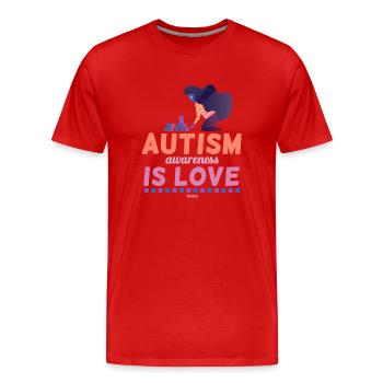 Autism Awareness Is Love - Männer Premium Bio T-Shirt - Rot - Vorne - Damien (186cm)