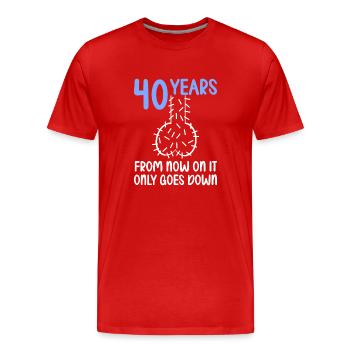 40 Jahre Schwerkraft es geht abwärts 40 Jahre 40. - Männer Premium Bio T-Shirt - Rot - Vorne - Damien (186cm)