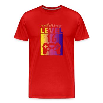 Level 16 Gaming Controller 16 anniversaire - T-shirt bio Premium Homme - rouge - Devant - Damien (186cm)