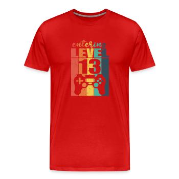 Level 13 Gaming Controller 13. Geburtstag - Männer Premium Bio T-Shirt - Rot - Vorne - Damien (186cm)